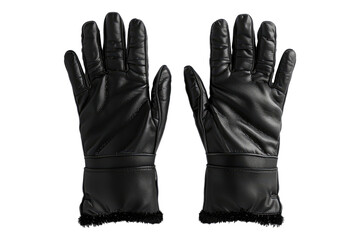 Black cotton winter gloves isolated on transparent background