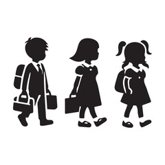 Vector illustration clipart Children three set black silhouette on an isolated white background