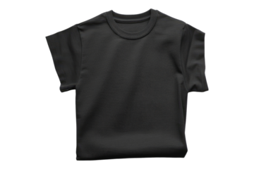Black Folded t shirt isolated on transparent background