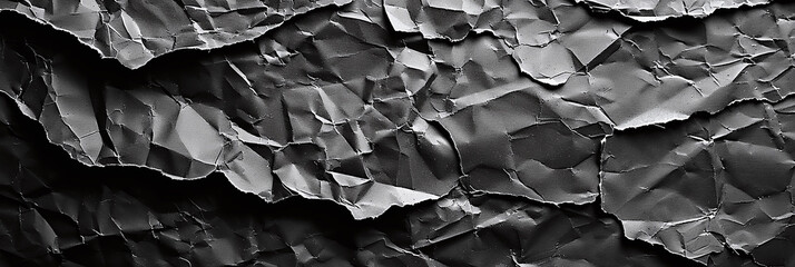Fototapeta premium Textured Black Crumpled Paper Background with Dramatic Lighting