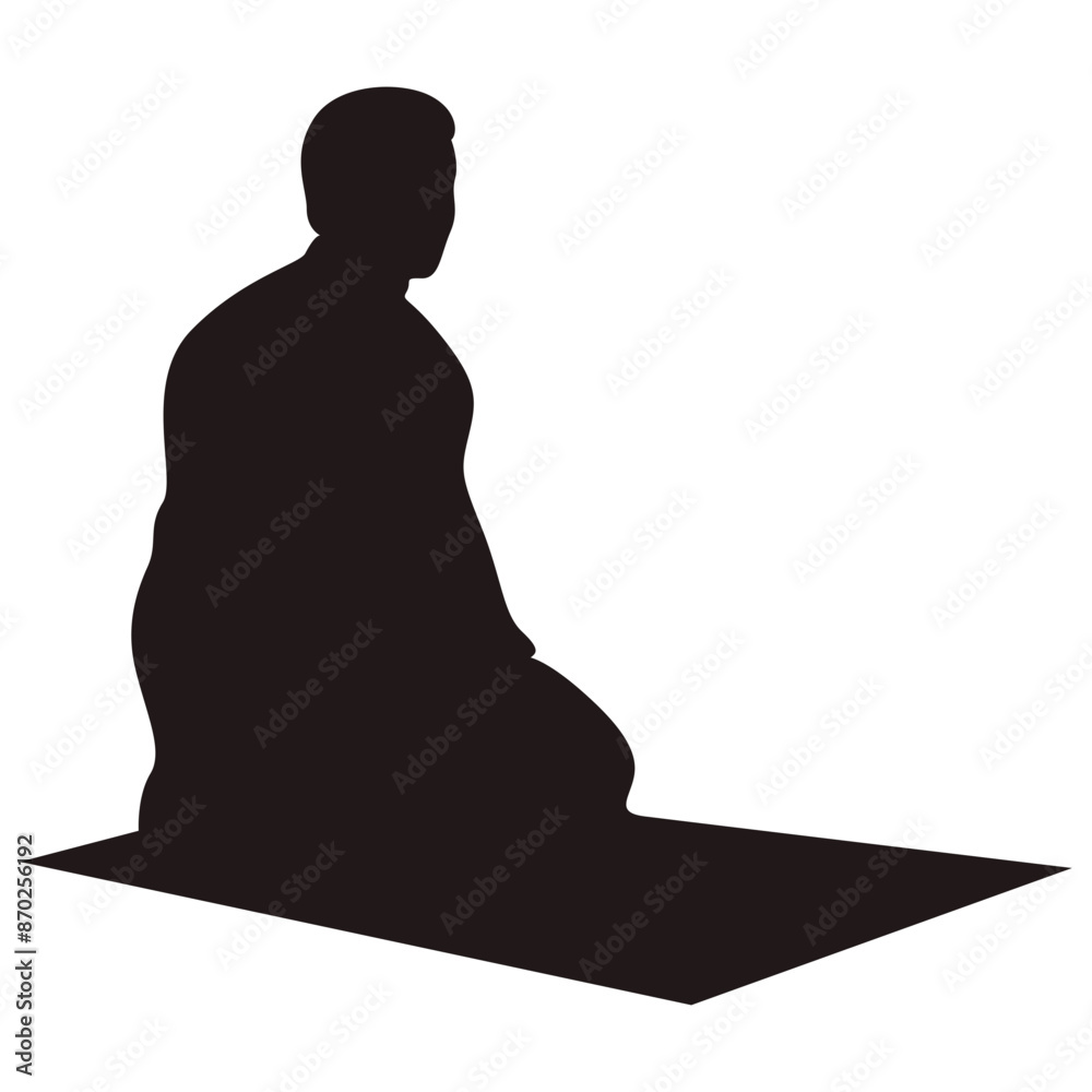 Wall mural Silhouette of Muslim Pray. Isolated Vector Illustration with Simple Design.