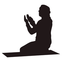 Silhouette of Muslim Pray. Isolated Vector Illustration with Simple Design.