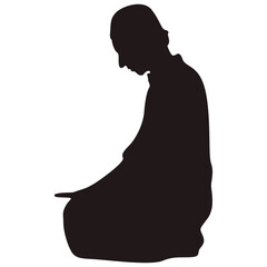 Silhouette of Muslim Pray. Isolated Vector Illustration with Simple Design.