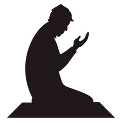 Silhouette of Muslim Pray. Isolated Vector Illustration with Simple Design.