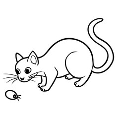 A cat with a kitty logo icon line art vector illustration.