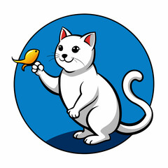 A cat with a kitty logo icon vector illustration.