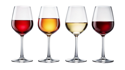 Wine glasses paired, stand out against a plain background
