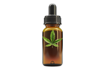 Cannabis essential oil container isolated on transparent background