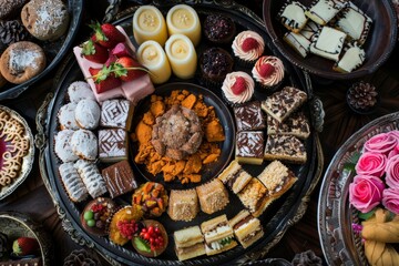 Eclectic dessert tray overflows with sweet treats from around the world