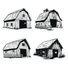 Barn Clipart Black Color Vector © Design Spread
