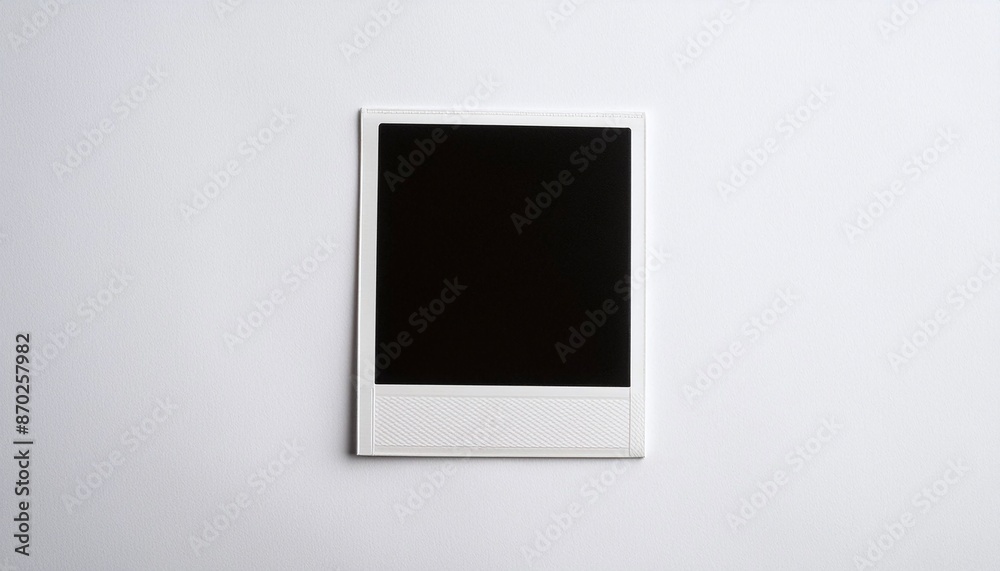 Poster a single instant photo frame on pure empty white background, mockup