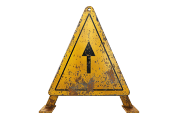 Caution warning sign isolated on transparent background