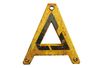 Caution warning sign isolated on transparent background