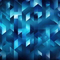 Digital Geometric Pattern Background: Blue Mosaic Design with Intricate Shapes and Textured Elements