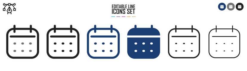 Calendar icon set. Date calendar vector icon ; Schedule icon symbol ; Event reminder, appointment icons