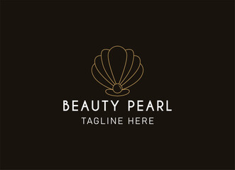 Premium Seashell minimalist logo vector inspiration. the pearl luxury line art style design.