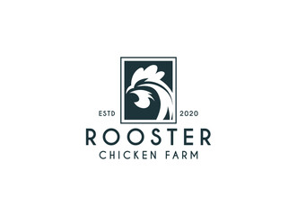 Obraz premium Minimalist and Simple Chicken Farm Logo. For business template illustration. Chicken mascot logo vector, Illustration of chicken.