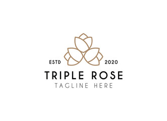 Blooming rose flower logo emblem design template vector illustration