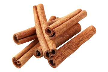 Cinnamon stick closeup isolated on transparent background