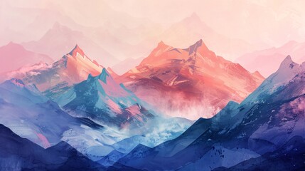 Fototapeta premium Abstract Mountain Landscape in Pastel Colors