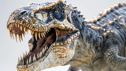 Obraz premium Close-up of Roaring Dinosaur Model