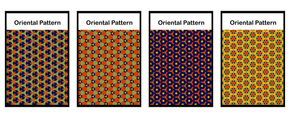 Set of 4 Oriental pattern for textiles, wallpapers, business cards, leaflets, for use in graphics