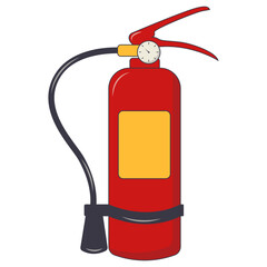 Obraz premium Cartoon Firefighter Safety Equipment. Isolated on White Background. Vector Sticker Design.