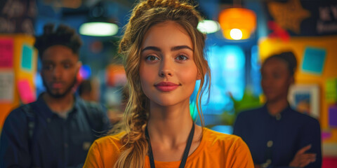 Multiethnic young business people working together in the office