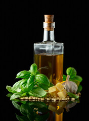 Ingredients for making Pesto sauce.