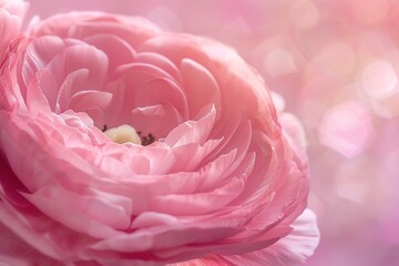 Beautiful pink ranunculus close-up, macro photography. beautiful flower background. copy space for text and design. Valentine's Day concept. minimalistic. stock photo contest winner on adobe stock, aw