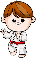 cute cartoon Taekwondo boy sport character illustration 