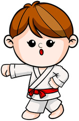 cute cartoon Taekwondo boy sport character illustration 