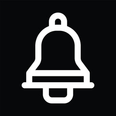 White Bell Icon on Black Background