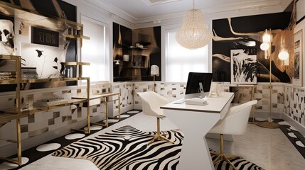 Interior of modern office, workplace design.