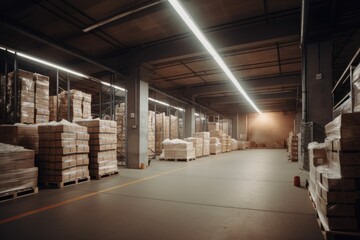Interior of a modern warehouse storage.