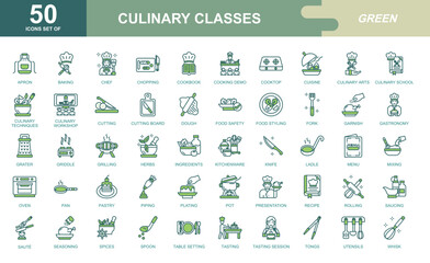 Culinary classes icon set