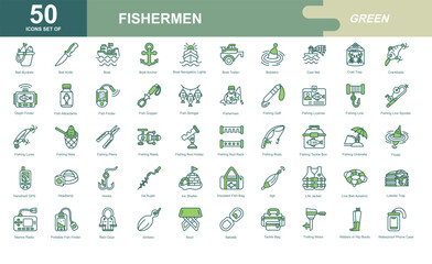 Fishermen icon set