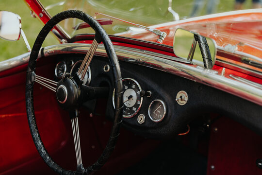 retro vintage sport car interior