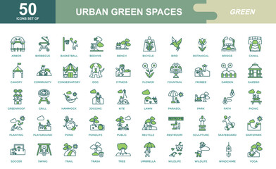 Urban Green Spaces icon set