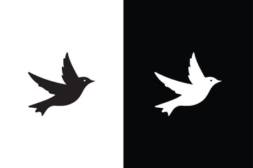 Bird silhouettes. Bird icon, logo on white black background.