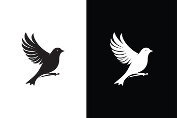 Bird silhouettes. Bird icon, silhouette, logo on white black background