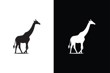 Fototapeta premium Giraffe illustration. Giraffe vector icon silhouette isolated on a white black