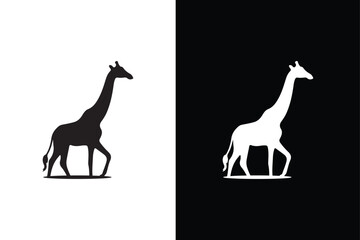 Giraffe illustration. Giraffe vector icon silhouette isolated on a white black background.