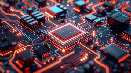 Obraz premium Electronic components, integrated circuit boards, electronic devices