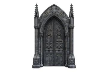 Gothic door isolated on transparent background
