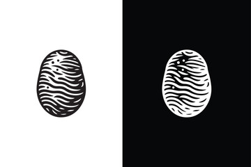 Potato icon silhouette. Vegetable food sign. Diet nutrition symbol white black