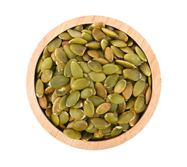 Pumpkin Seed in wood bowl on transparent png
