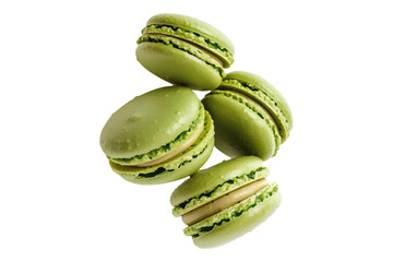 Green macaroons isolated on transparent background