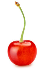 Red Cherry fruit on white background, Japanese Red highest variety of cherries isolate on white with clipping path.