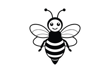 Bee line art silhouette Vector